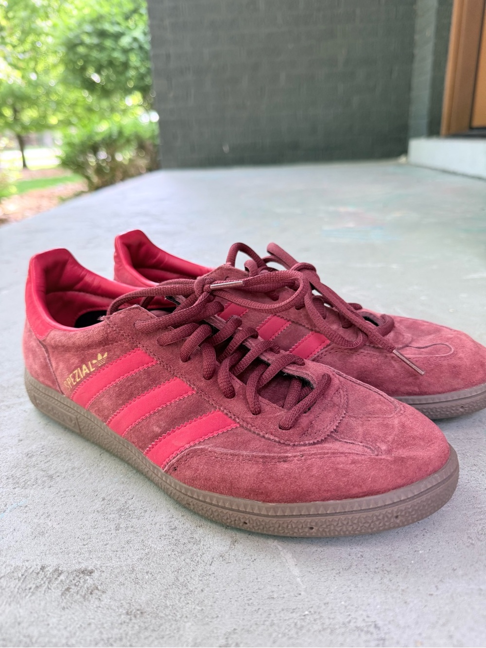 adidas Spezial Men's Suede Sneakers - Burgundy with Red Stripes